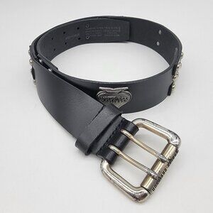 Vintage Harley Davidson Leather Belt W/ Buckle Sz 30 Studded Spades Logo 2005